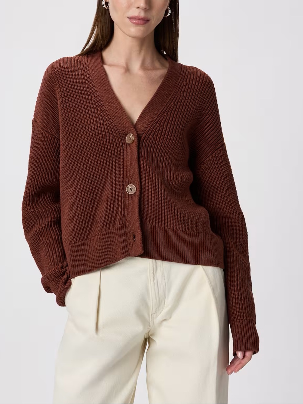 Quince 100% Organic Cotton Fisherman Boxy Cropped Cardigan